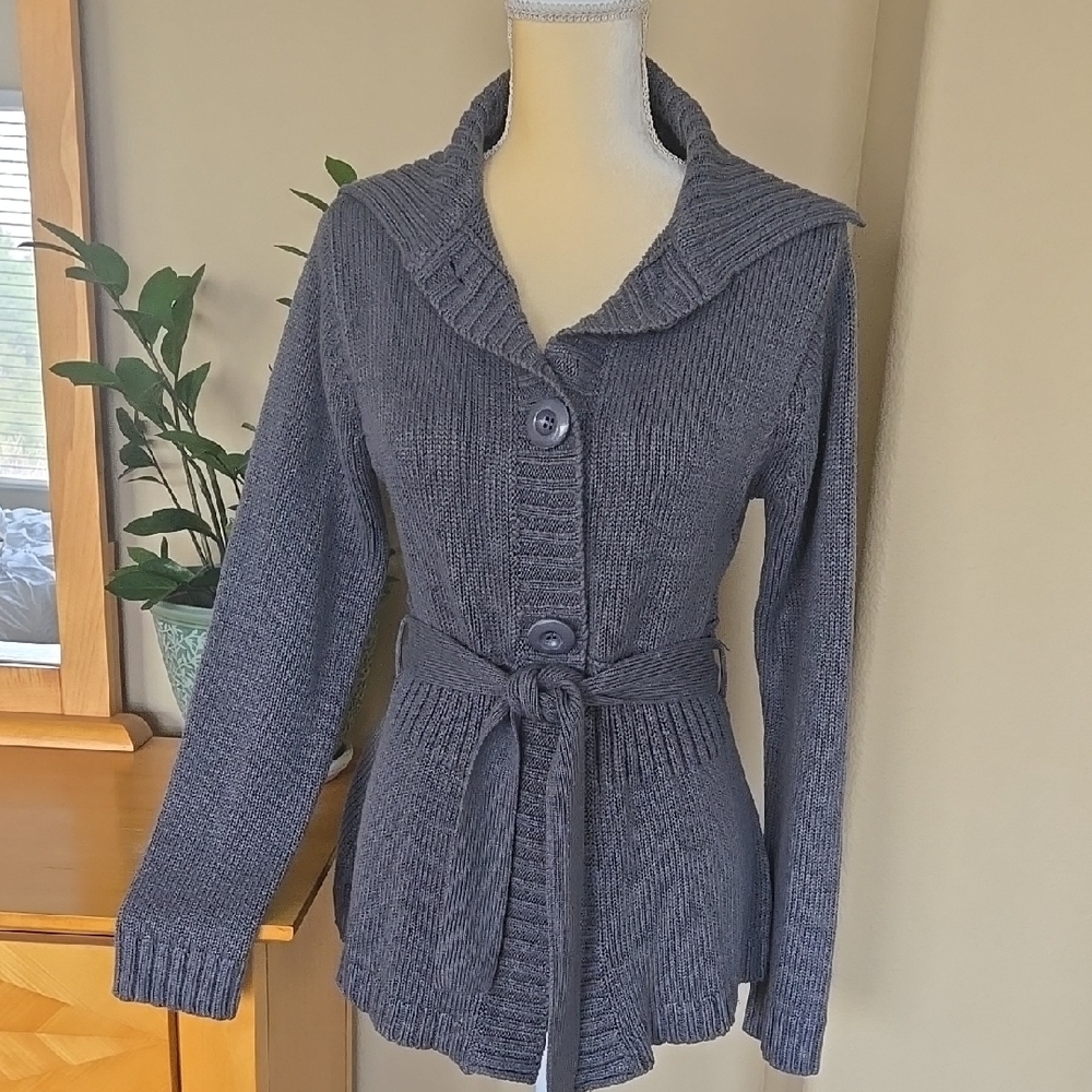 Women's Gray Sweater with Belt
